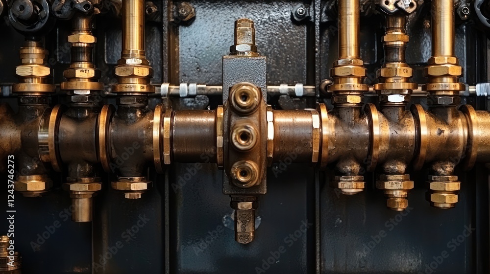 A detailed view of hydraulics in motion, with pistons and valves working seamlessly together A detailed view of hydraulics in motion, with pistons and valves working seamlessly together