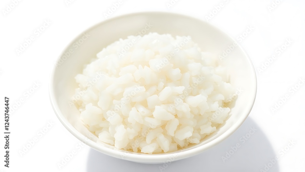 Classic bowl of plain white rice ready for a meal or side dish Classic bowl of plain white rice ready for a meal or side dish