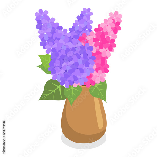 3D Isometric Flat Vector Set of Flower Bouquets , Florist Composition. Item 6