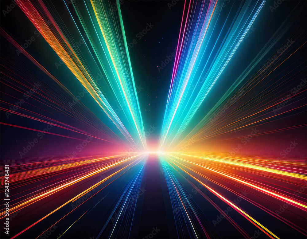 Obraz premium abstract light beams in dark space