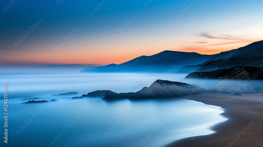 Foggy beach at dawn with soft pastel colors, mist rolling over the dunes, tranquil and moody ambiance, peaceful coastal solitude Foggy beach at dawn with soft pastel colors, mist rolling over the dunes, tranquil and moody ambiance, peaceful coastal solitude