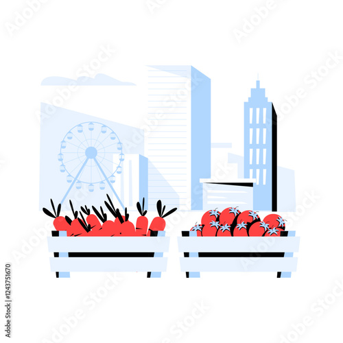 Fresh Organic Vegetables At Farmers Market In Flat Vector Illustration Symbolizing Local Produce, Healthy Eating, And Sustainable Agriculture, Isolated On White Background.