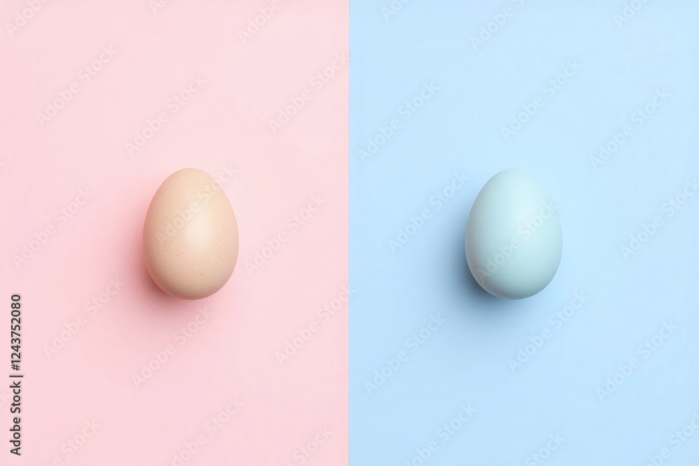 Fototapeta premium two Easter eggs one pink one blue different backgrounds