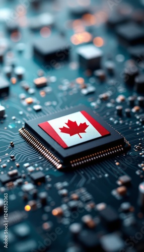 Canadian Innovation: A Microchip Reflecting Technology in the Maple Leaf Nation photo