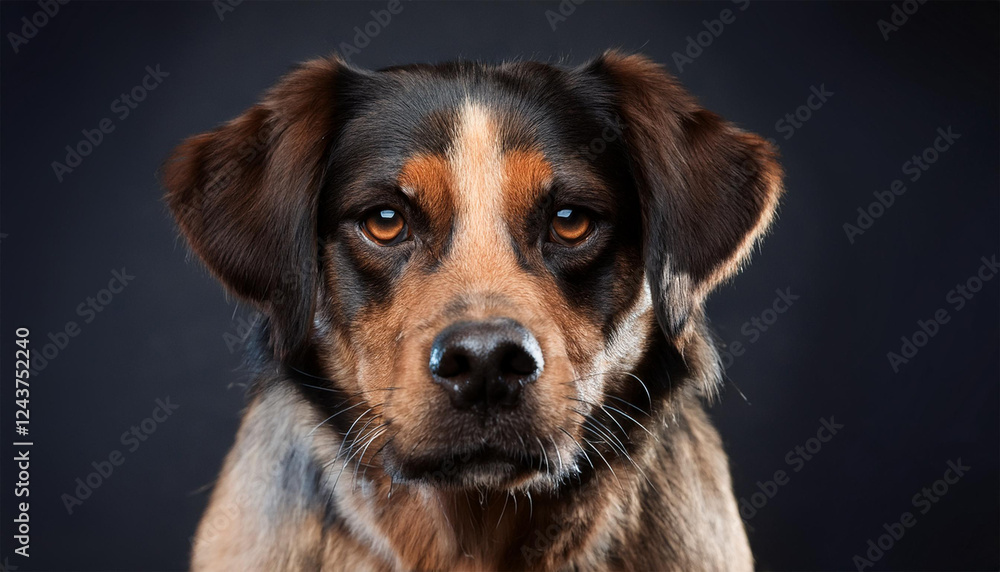 a focused canine gaze on a dark backdrop a focused canine gaze on a dark backdrop