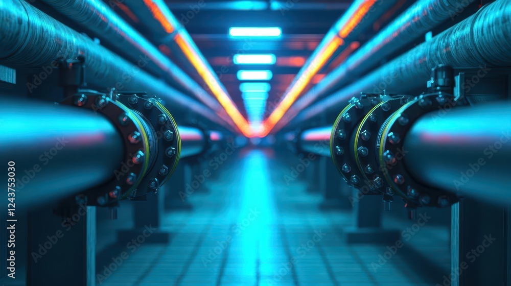 Fototapeta premium AIdriven industrial inspection drones scanning pipelines and infrastructure for maintenance