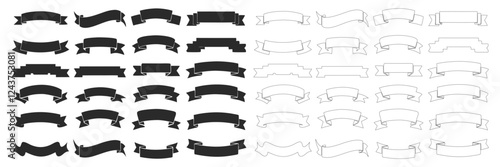 SVG Vintage Banner Ribbon Clipart Vector. Ribbons banner. Ribbon elements. Starburst label. Vintage. Modern simple ribbons collection. Vector illustration.