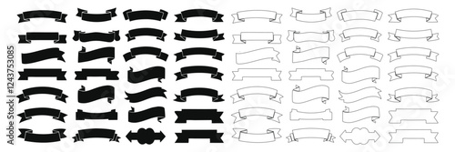 SVG Vintage Banner Ribbon Clipart Vector. Ribbons banner. Ribbon elements. Starburst label. Vintage. Modern simple ribbons collection. Vector illustration.