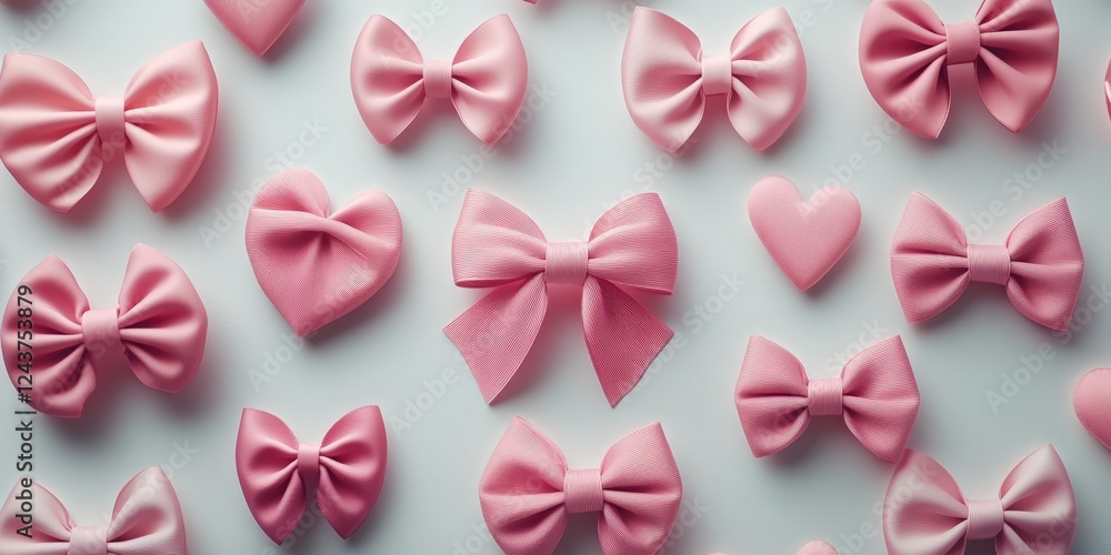 A seamless pattern featuring hand-drawn ribbons and hearts on a white background. Ideal for gift wrapping, holidays, and feminine-themed designs. A seamless pattern featuring hand-drawn ribbons and hearts on a white background. Ideal for gift wrapping, holidays, and feminine-themed designs.