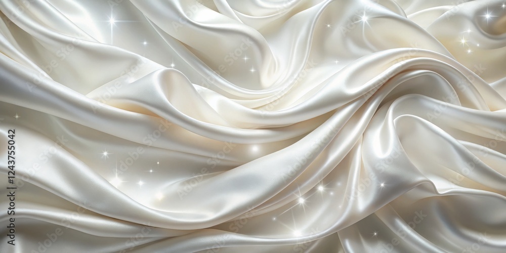 Fototapeta premium Cream Silk Drape Swirling Texture and Glimmering Lights