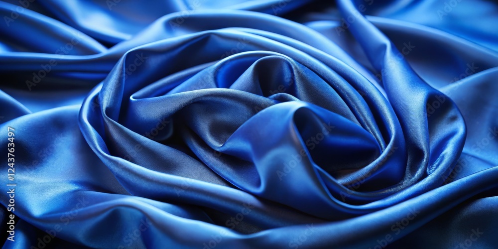 Fototapeta premium Royal Blue Silk Drape Abstract Texture and Swirling Composition