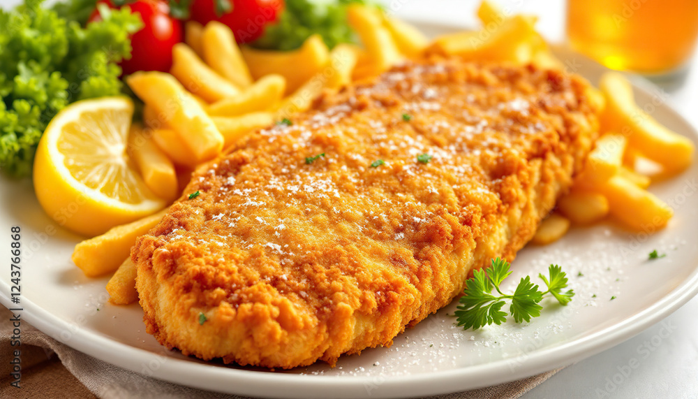 Crispy Breaded Fish with French Fries Crispy Breaded Fish with French Fries