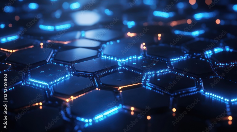 Glowing Hexagon Network, Abstract Data Background, Futuristic Technology, Digital Design Glowing Hexagon Network, Abstract Data Background, Futuristic Technology, Digital Design