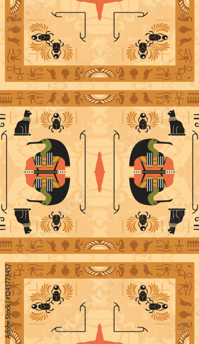 "Egyptian Playing Card Design with Sacred Scarab and Thoth"