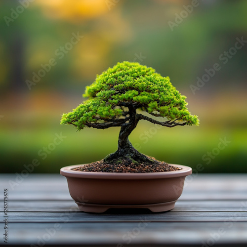 A bonsai tree, meticulously...