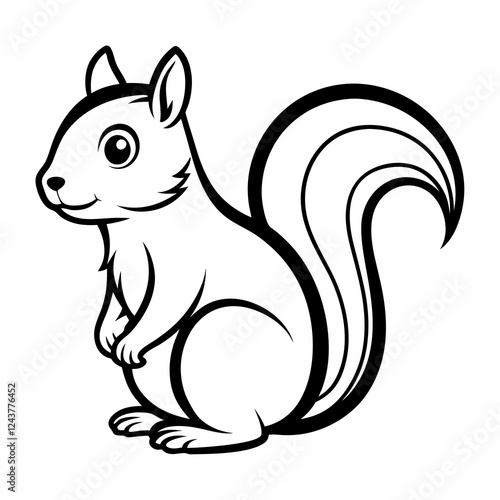 Simple a Squirrel line art vector white background photo