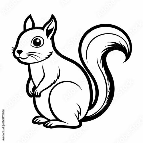 Simple a Squirrel line art vector white background photo