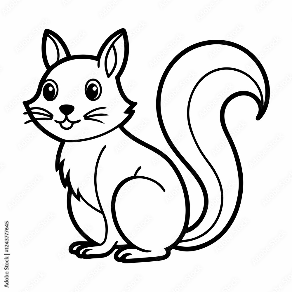Naklejka premium Simple a Squirrel line art vector white background