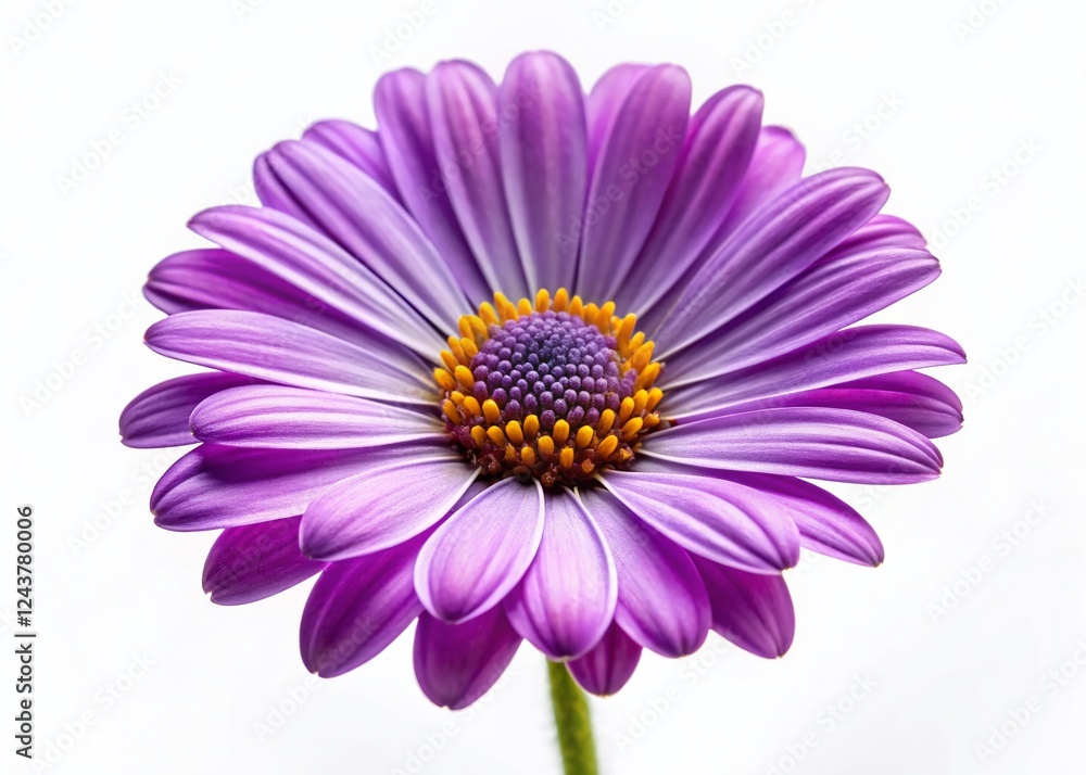 Single Purple Daisy on White Background - Panoramic Stock Photo Single Purple Daisy on White Background - Panoramic Stock Photo