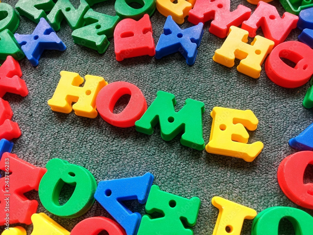 Fototapeta premium Home with 3d text colorful alphabet 