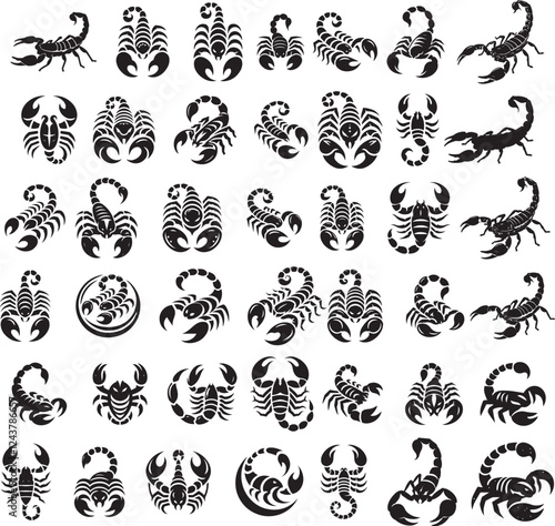 Scorpions vector illustration silhouette set