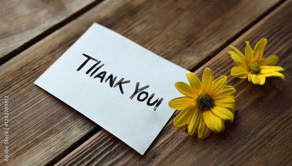 Note paper with text THANK YOU on wooden table. Note paper with text THANK YOU on wooden table.
