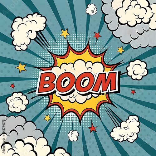 BOOM wording comic speech bubble