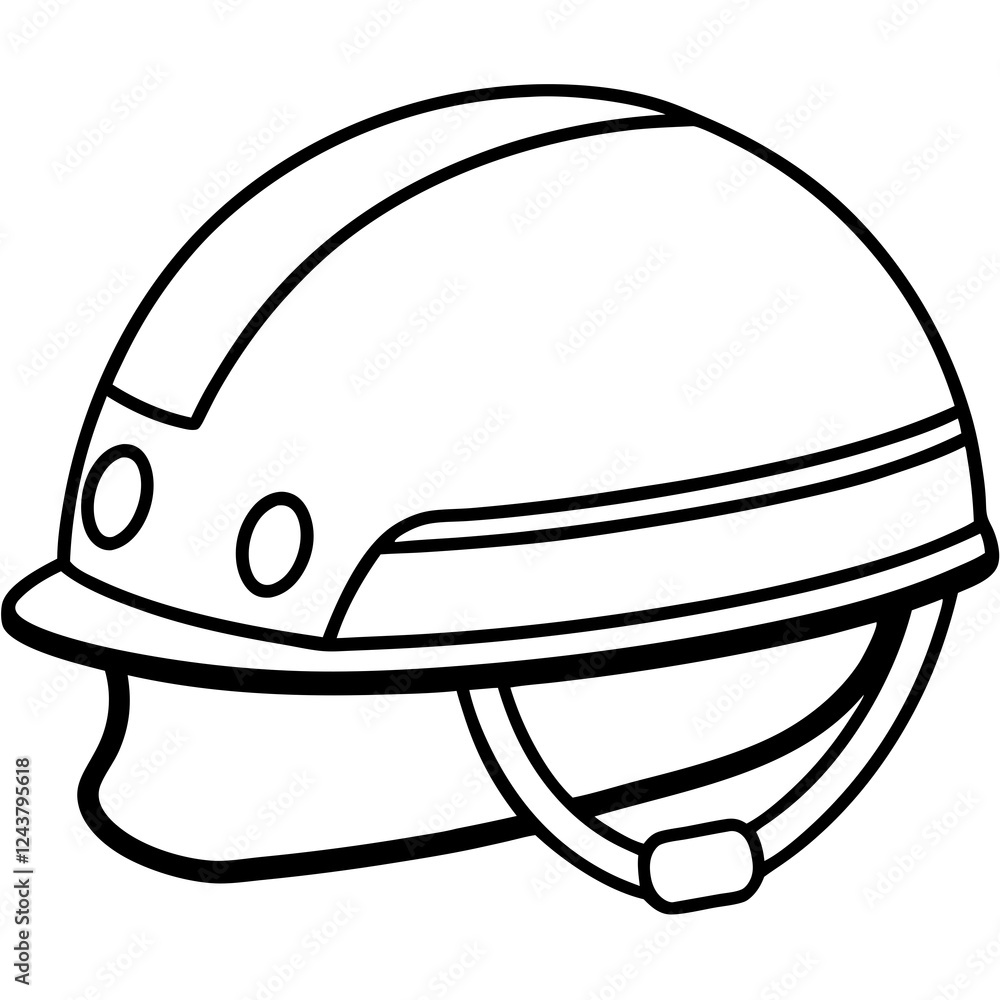 Fototapeta premium Simple a Helmet floating line art vector white background
