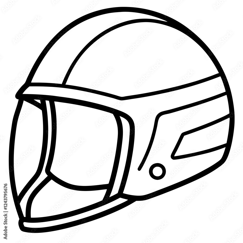 Fototapeta premium Simple a Helmet floating line art vector white background