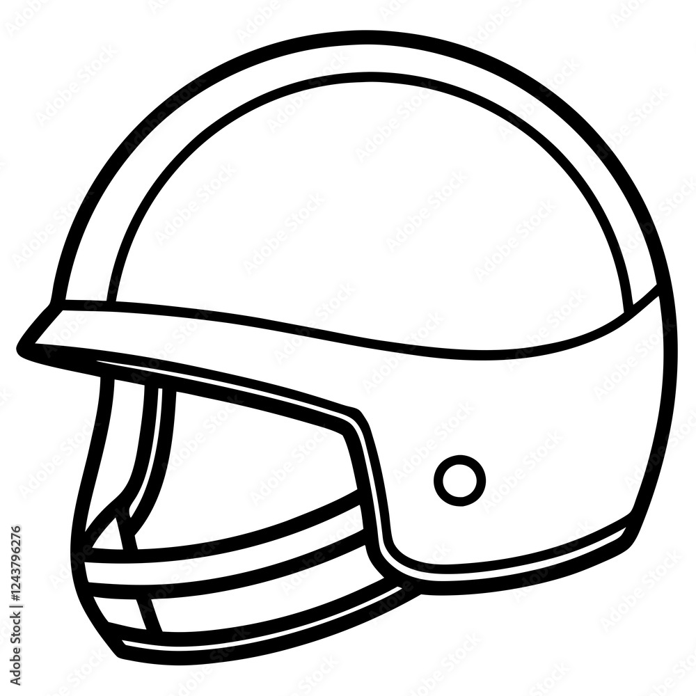 Fototapeta premium Simple a Helmet floating line art vector white background