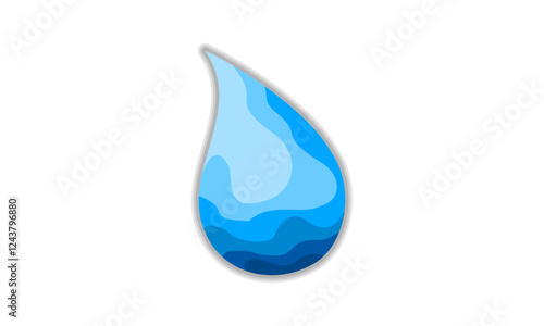 Water drop with shadow icon d...