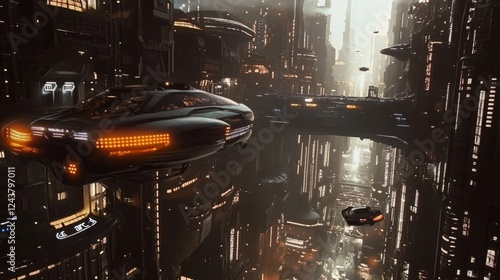 Cyberpunk cityscapes with neon lights and flying cars.