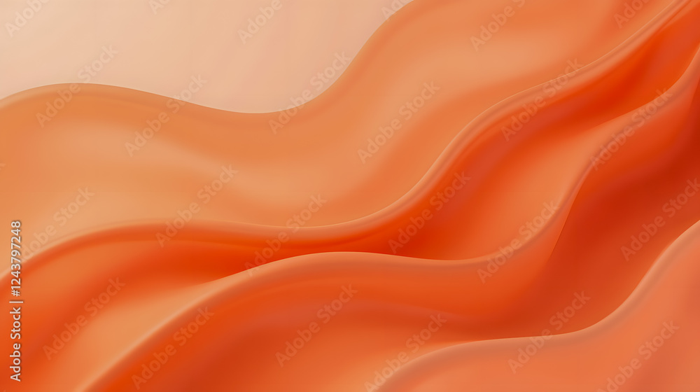 Fototapeta premium Soft Orange Waves of Silk Fabric Gently Flowing in an Elegant Abstract Design for Background or Textile Use