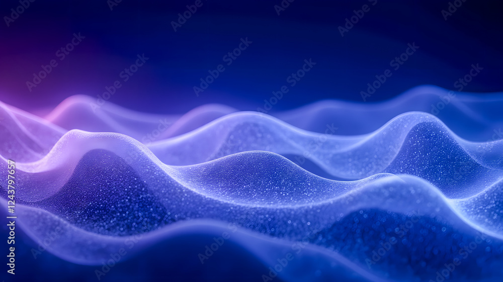 Abstract Waves of Light in Blue and Purple Colors with a Soft Gradient and Sparkling Texture for Digital Backgrounds and Designs Abstract Waves of Light in Blue and Purple Colors with a Soft Gradient and Sparkling Texture for Digital Backgrounds and Designs