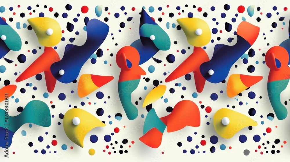 Fototapeta premium Colorful Abstract Shapes and Patterns on a Light Background