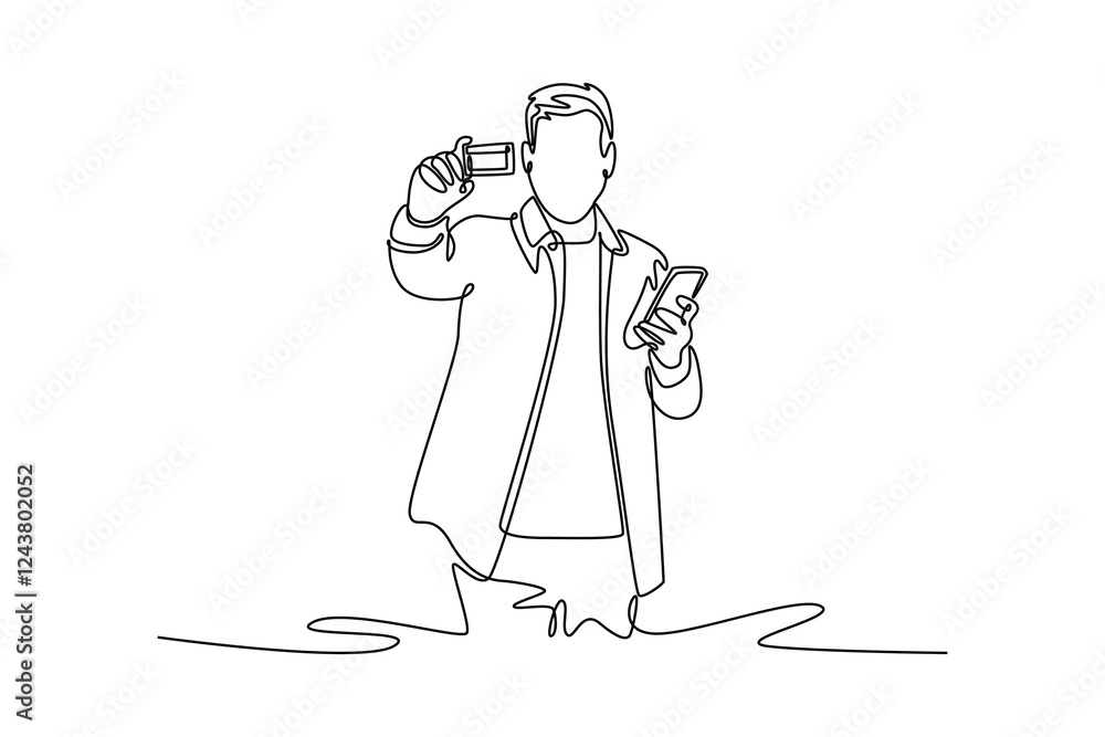 Obraz premium Bank activity concept. Single line draw design vector graphic illustration.