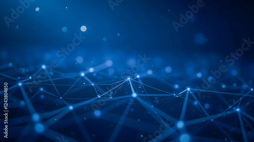 Abstract Deep Blue Background with Connecting Lines and Dots for Technology and Innovation Concepts