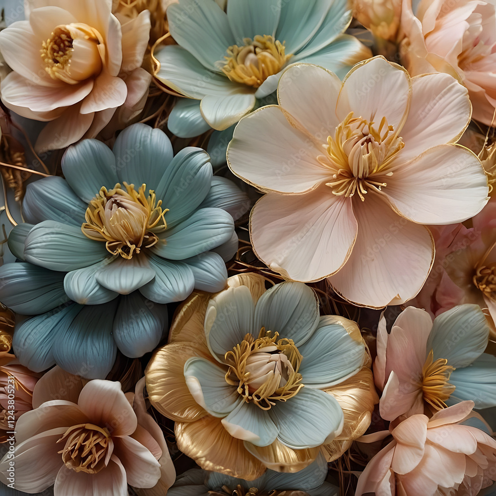 custom made wallpaper toronto digitalBeautiful arrangement of pastel-colored artificial flowers with intricate details and copy space