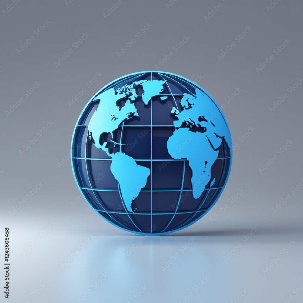 Blue World Globe Illustration on a Grey Background Showing Continents Blue World Globe Illustration on a Grey Background Showing Continents
