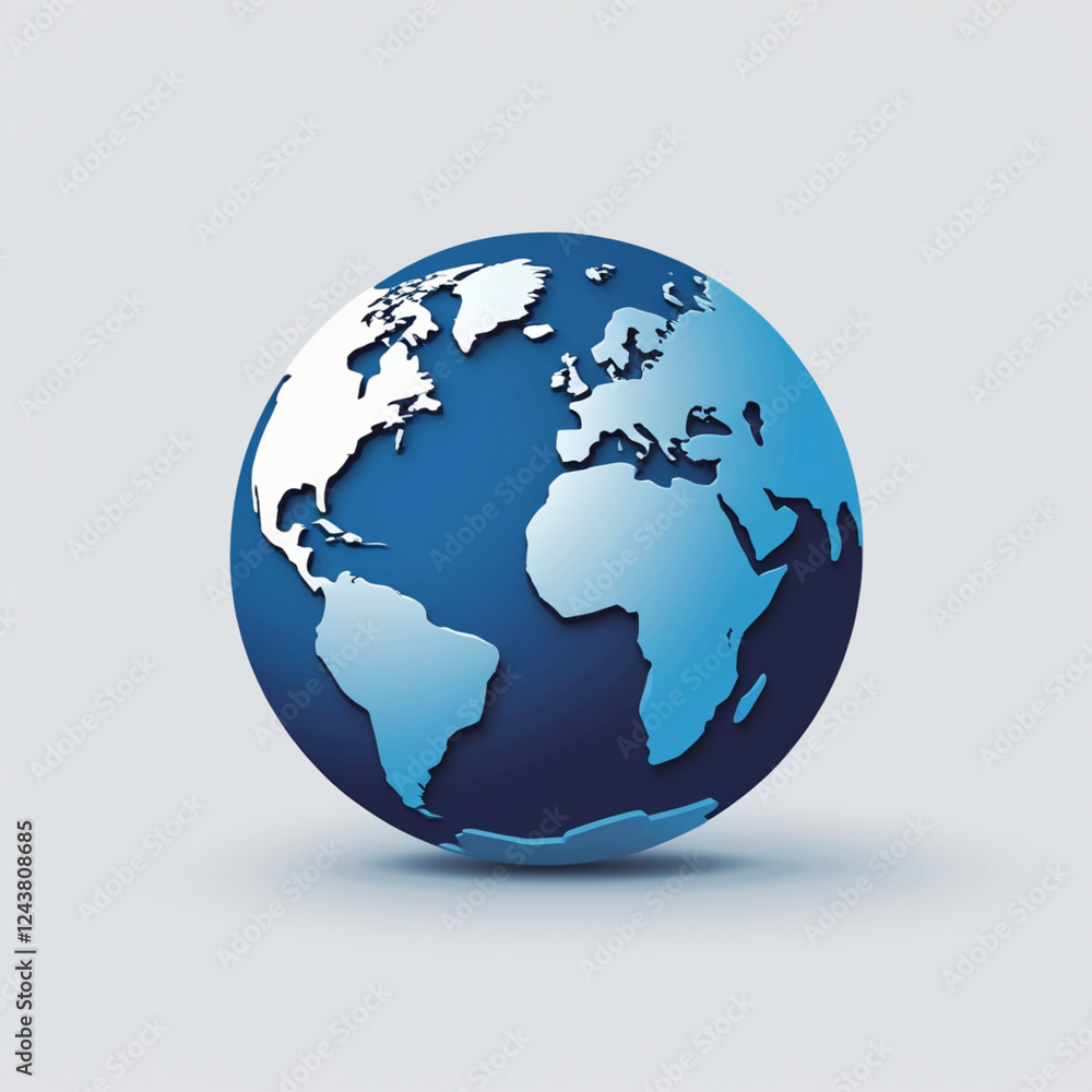 Stylized Earth Globe Illustration with Continents for Global Concepts Stylized Earth Globe Illustration with Continents for Global Concepts