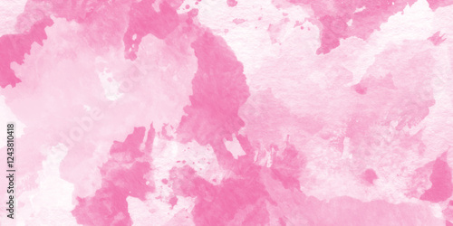Grunge pink background, Stain artistic hand painted texture of pink, pastel hand painted watercolor of pink texture, Abstract grainy fantasy smooth light pink watercolor paper texture with clouds.