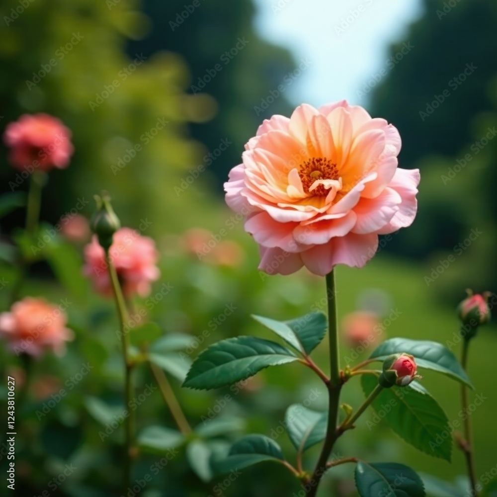Rosen und Sonnenblumen wachsen in der alten Hausecke, gartendekoration, stilvolle, sonnenblume Rosen und Sonnenblumen wachsen in der alten Hausecke, gartendekoration, stilvolle, sonnenblume