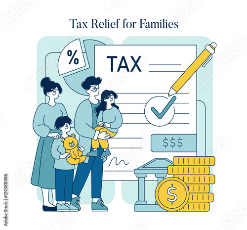 Tax Relief. Flat Vector Illustration