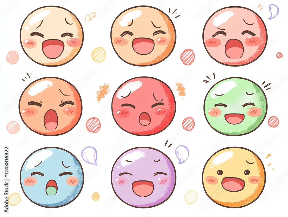 Emoticon set. Vector illustration of emoticons with different facial expressions. Emoticon set. Vector illustration of emoticons with different facial expressions.
