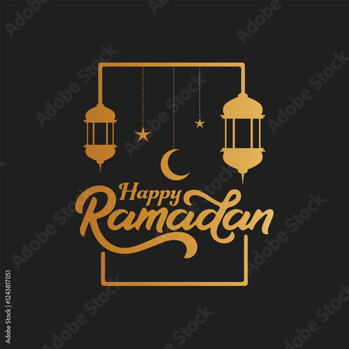 Happy Ramadan Lettering Typography Quote t-shirt Design photo