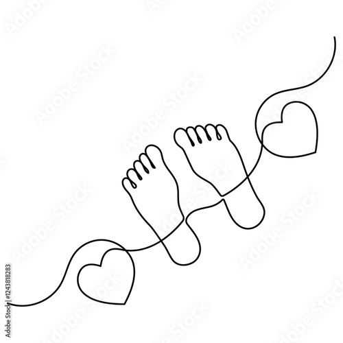 Foot sole single-line art on a white artboard elegantly captures the intricate shape of a foot’s sole, symbolizing movement and balance with a single continuous line.
