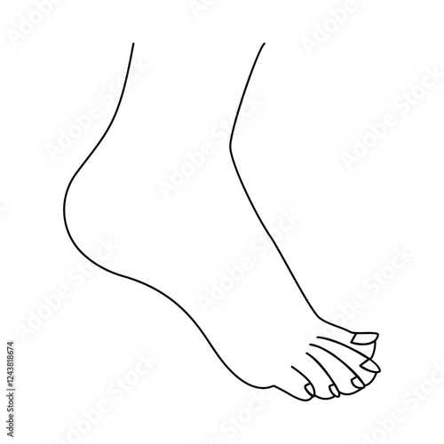 Foot sole single-line art on a white artboard elegantly captures the intricate shape of a foot’s sole, symbolizing movement and balance with a single continuous line.