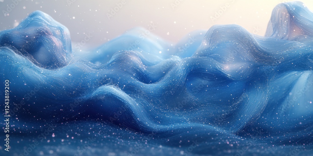 Fototapeta premium Ethereal Blue Fabric Landscape: A Digital Art Masterpiece