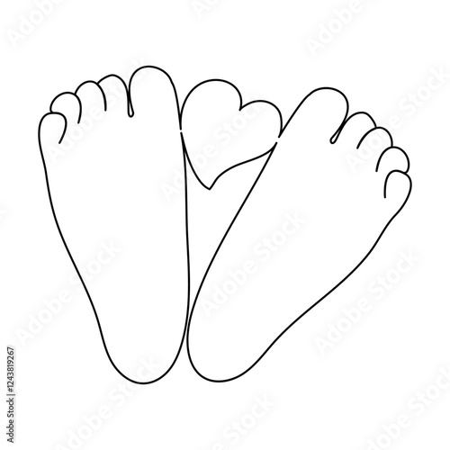 Foot sole single-line art on a white artboard elegantly captures the intricate shape of a foot’s sole, symbolizing movement and balance with a single continuous line.