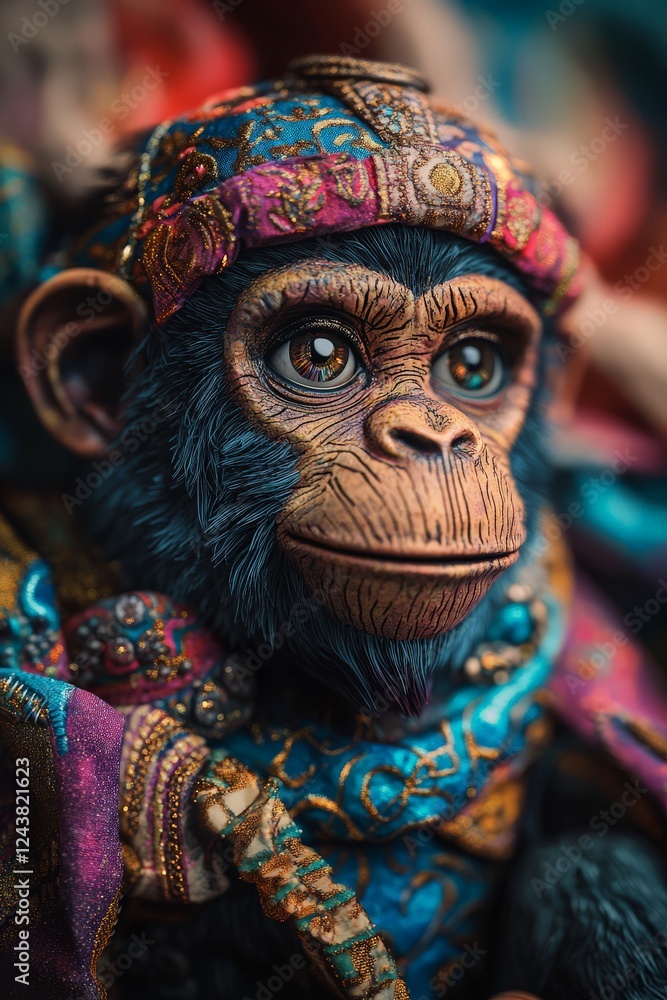Vibrant Handcrafted Monkey Figurine Vibrant Handcrafted Monkey Figurine